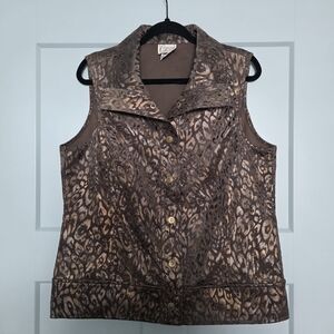 Vintage Company Collection Leopard Print Vest Size M Button Front